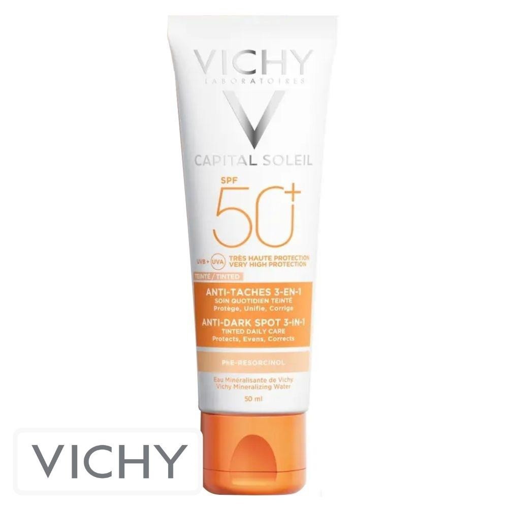 Vichy Capital Idéal Soleil Ecran Solaire Anti-Taches Teinté 3 en 1 Spf50 – 50ml