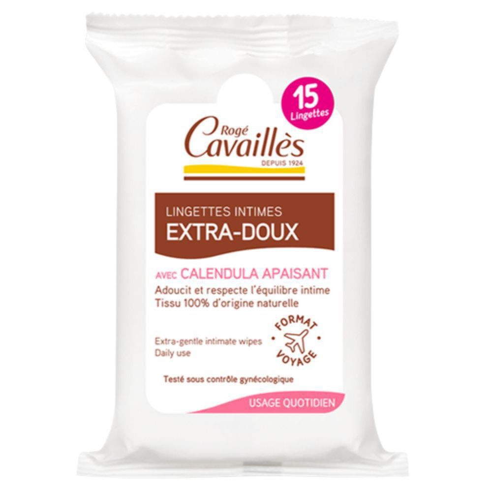 Rogé Cavaillès Lingettes Intimes Extra-Douces Apaisantes – 15 lingettes