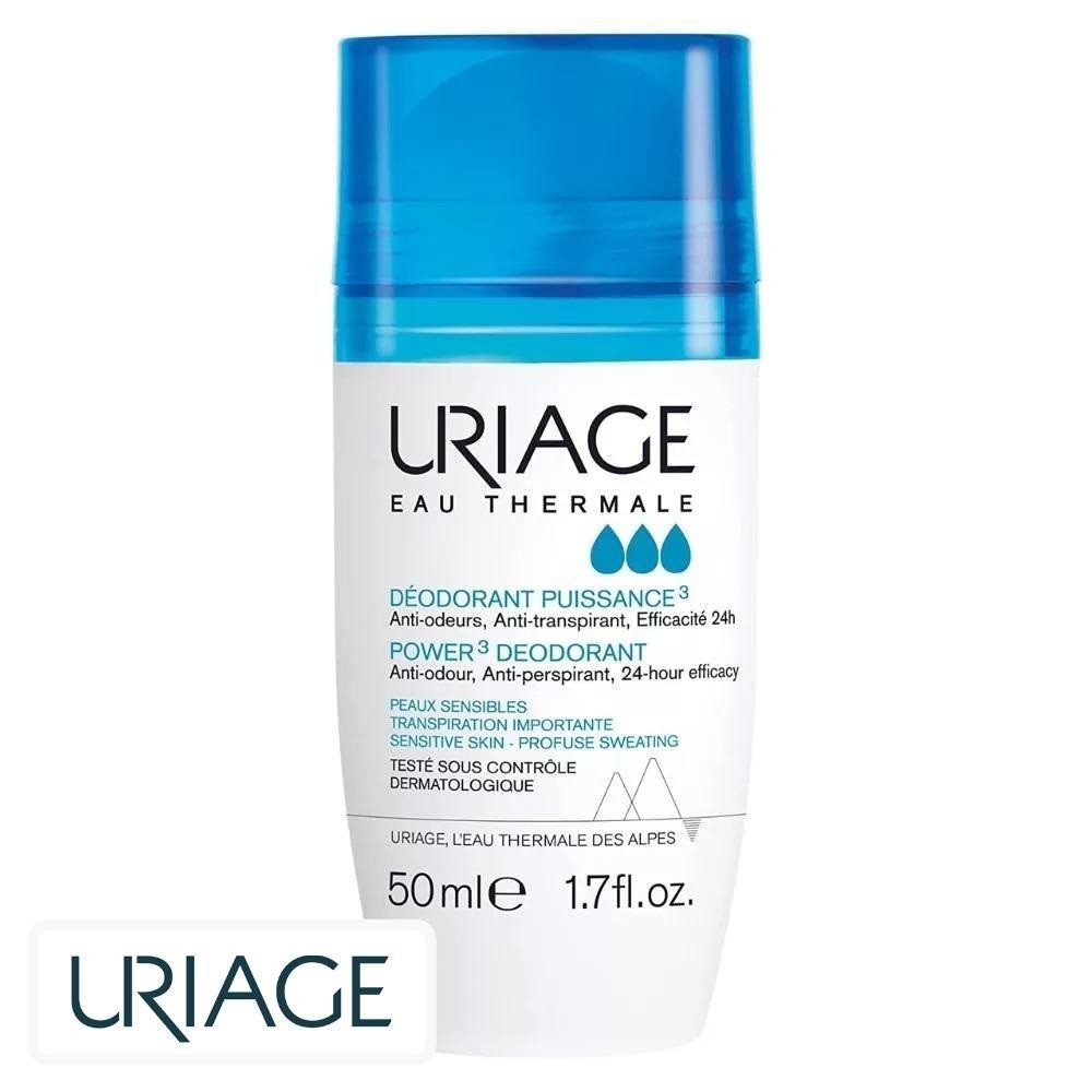 Uriage Déodorant Puissance 3 Anti-Odeurs Anti-Transpirant 24h Roll-On Bille – 50ml