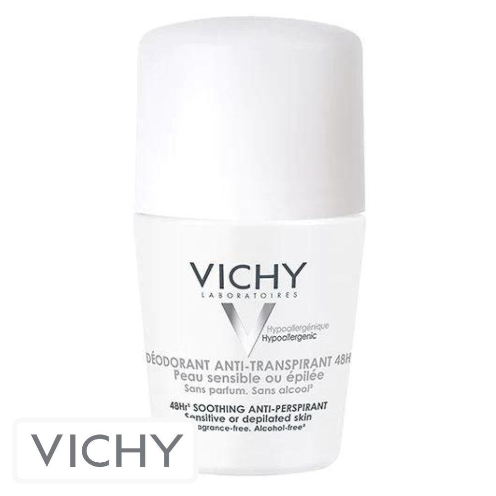 Vichy Déodorant Anti-Transpirant Peau Sensible ou Épilée 48h Roll-On Bille – 50ml