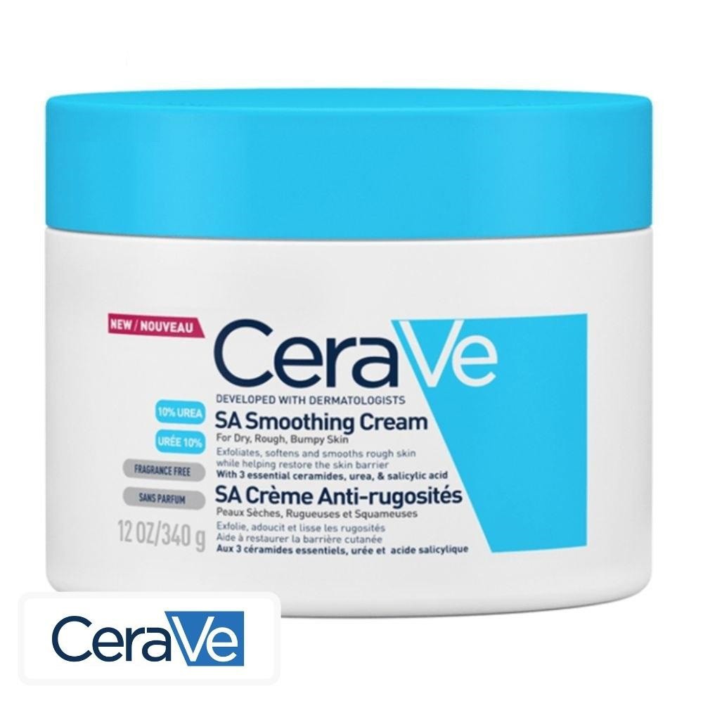 CeraVe SA Crème Anti-Rugosités Peaux Sèches, Rugueuses & Squameuses – 340g