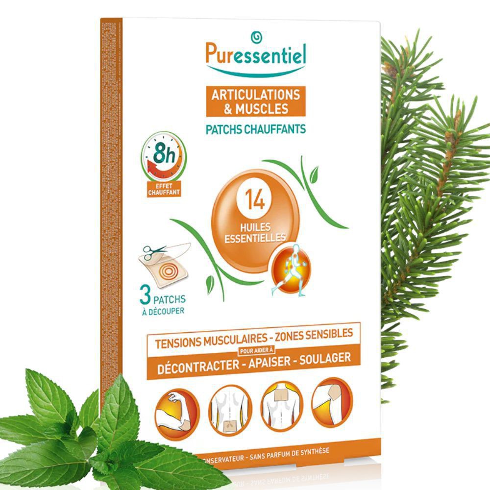 Puressentiel Articulations & Muscles Patchs Chauffants Tensions Musculaires & Zones Sensibles aux 14 Huiles Essentielles – 3 patchs