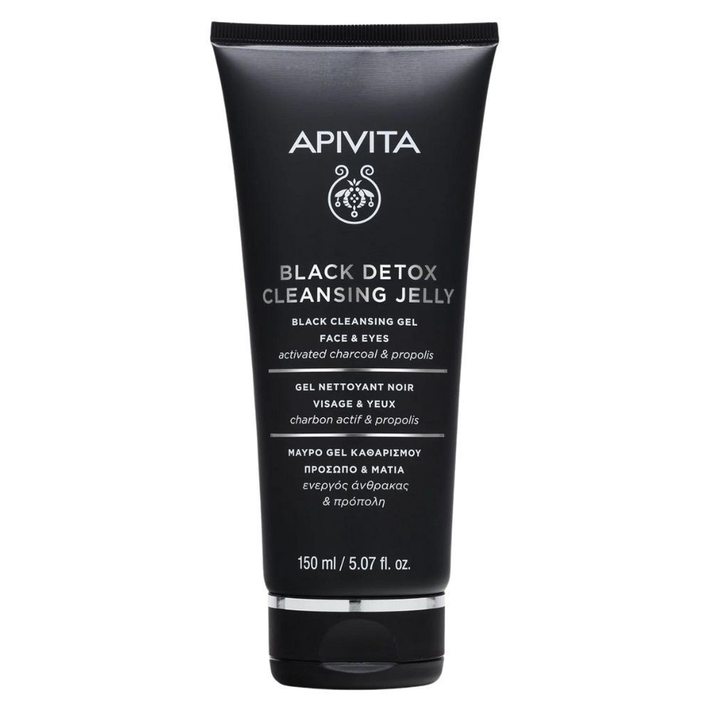 Apivita Gelée Nettoyante Détoxifiante Noire Visage & Contour des Yeux Charbon Actif & Propolis – 150ml