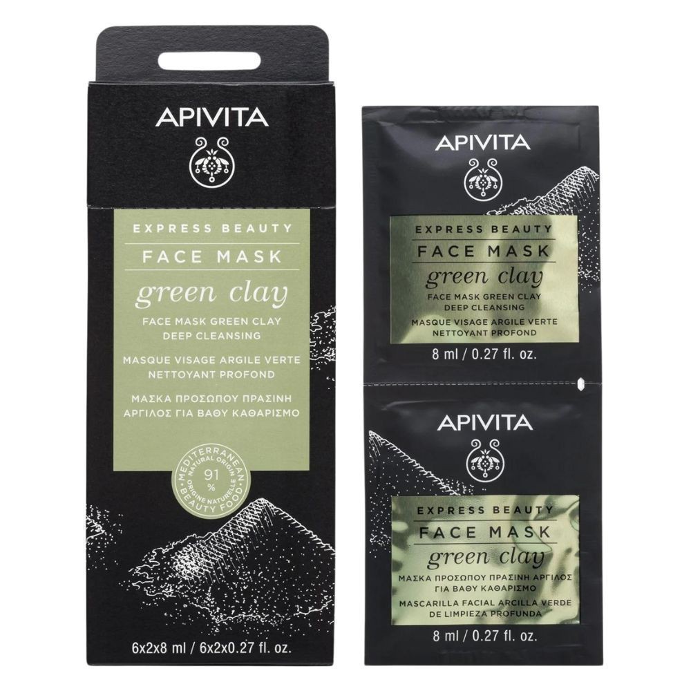 Apivita Express Beauty Masque Nettoyant Profond Argile Verte – 6x2x8ml