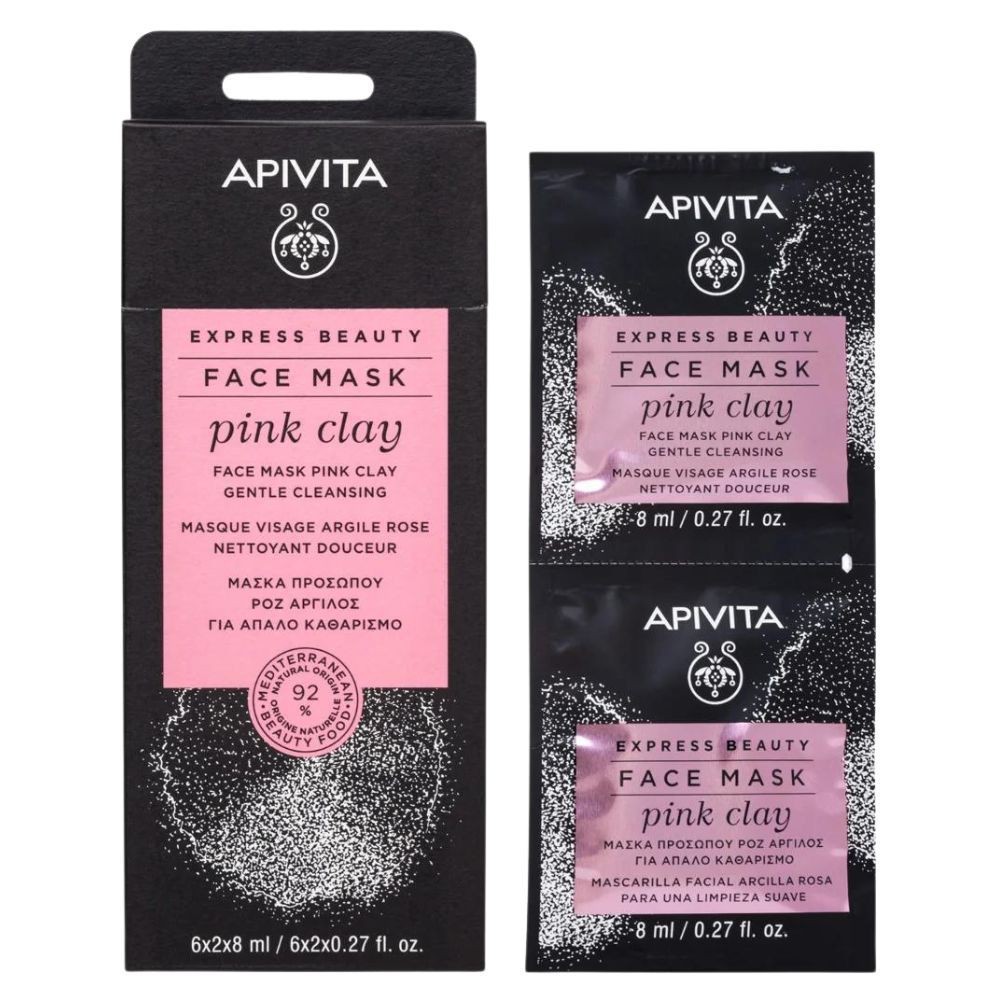 Apivita Express Beauty Masque Nettoyant Doux Argile Rose – 6x2x8ml