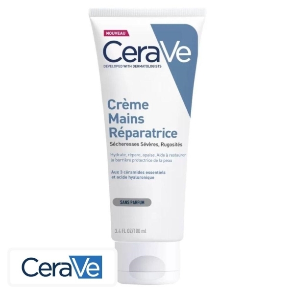 CeraVe Crème Mains Réparatrice Peaux Sèches à Très Sèches & Rugueuses – 100ml