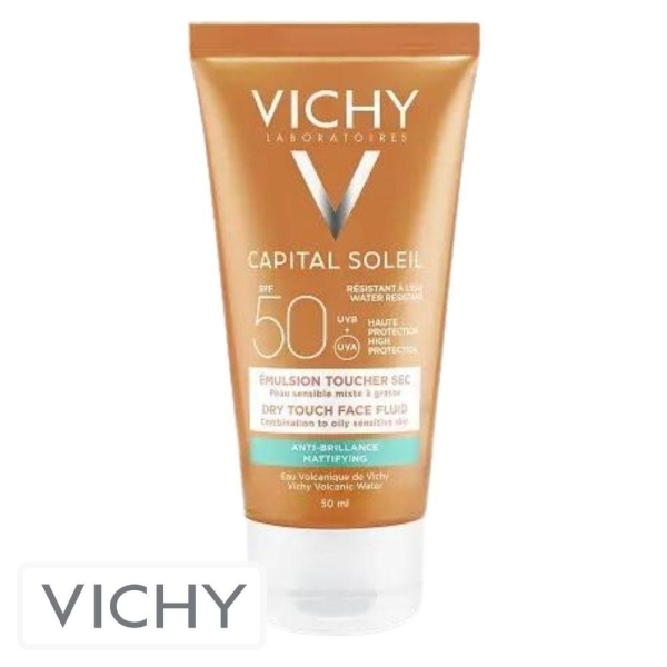 Vichy Capital Idéal Soleil Ecran Solaire en Émulsion Anti-Brillance Toucher Sec Spf50 – 50ml