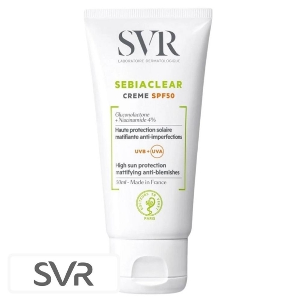 SVR Sebiaclear Ecran Solaire en Crème Matifiante Anti-Imperfections Spf50 – 50ml