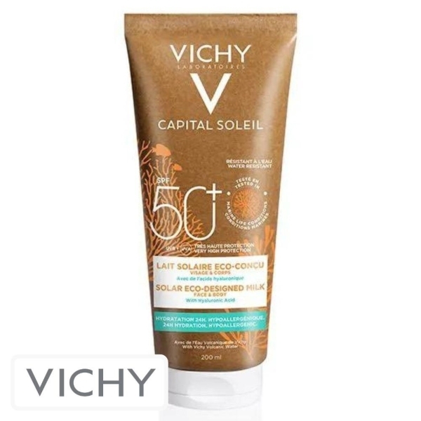 Vichy Capital Idéal Soleil Ecran Solaire en Lait Éco-Conçu Spf50 – 200ml