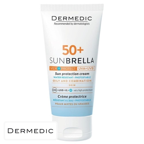 Dermedic Sunbrella Ecran Solaire en Crème Peaux Mixtes, Grasses & Acnéiques Spf50 – 50ml