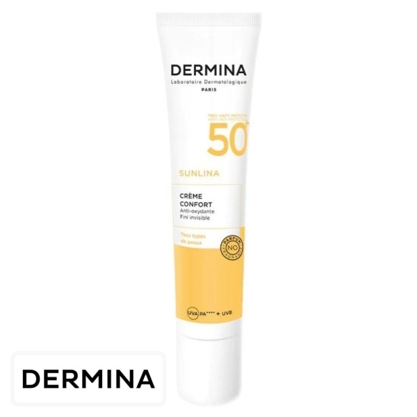 Dermina Sunlina Ecran Solaire en Crème Invisible Confort Spf50 – 40ml