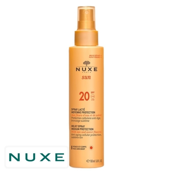 Nuxe Sun Ecran Solaire en Spray Lacté Anti-Âge Moyenne Protection Spf20 – 150ml