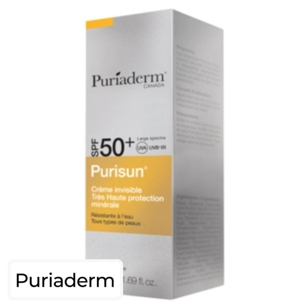 Puriaderm Purisun Ecran Solaire en Crème Invisible Spf50 – 50ml