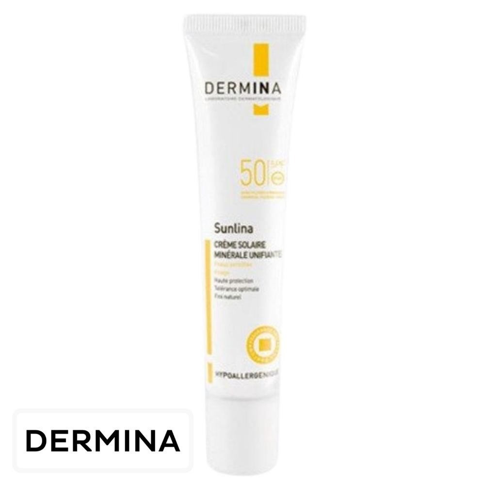 Dermina Sunlina Ecran Solaire en Crème Minérale Unifiante Teintée Spf50 – 40ml