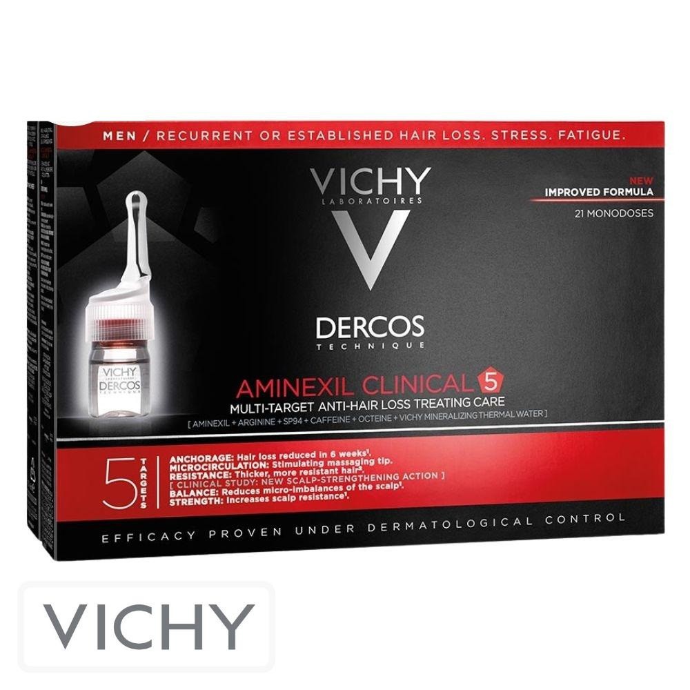 Vichy Dercos Technique Aminexil Clinical 5 Hommes Traitement Anti-Chute – 21 Fioles