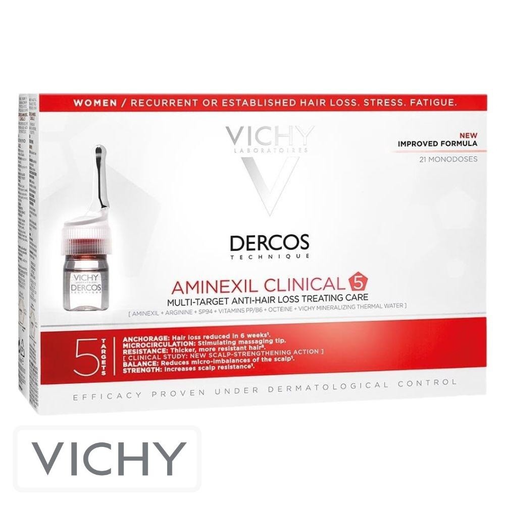 Vichy Dercos Technique Aminexil Clinical 5 Femmes Traitement Anti-Chute – 21 Fioles