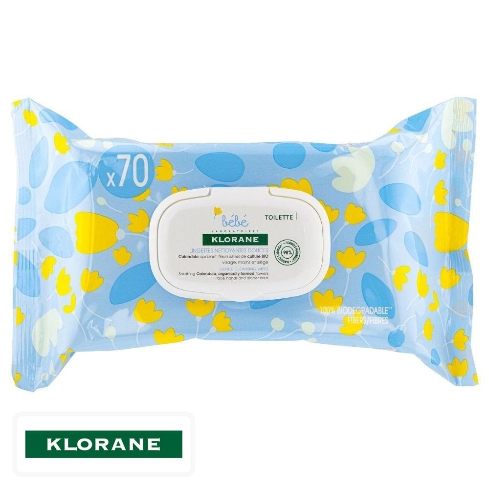 Klorane Bébé Lingettes Nettoyantes Douces – 70 unités