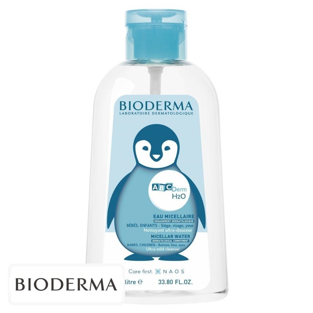 Bioderma ABCDerm H2O Eau Micellaire Nettoyante Ultra-Douce Pompe Inversée – 1L