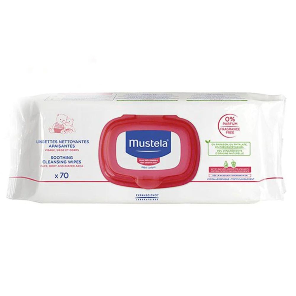 Mustela Lingettes Apaisantes Peau Sensible – 70 lingettes