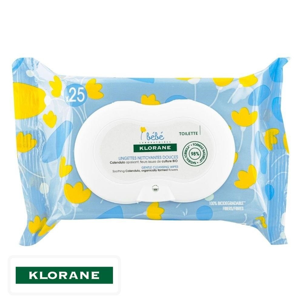 Klorane Bébé Lingettes Nettoyantes Douces – 25 unités