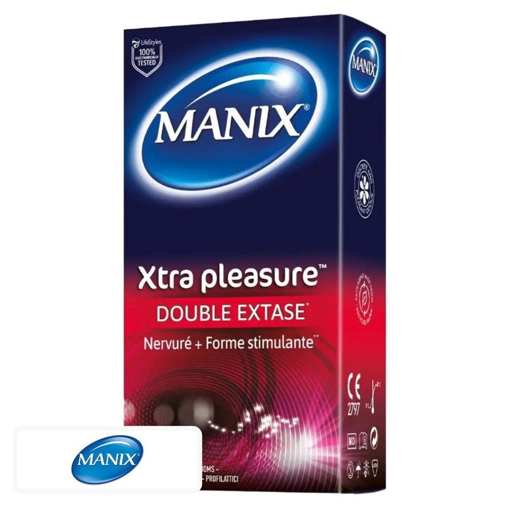 Manix Xtra Pleasure Préservatifs Nervurés Forme Stimulante Double Extase – 12 unités