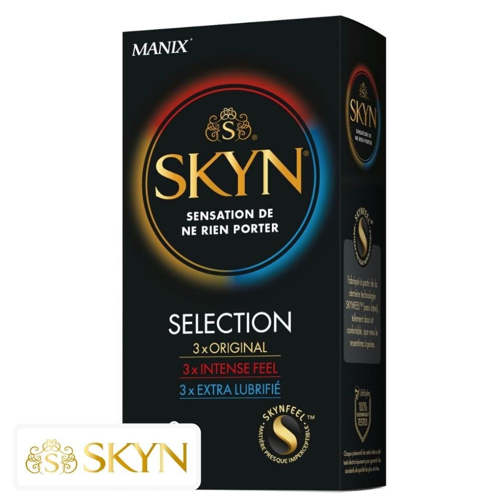 Manix Skyn Sélection Préservatifs 3 Original + 3 Intense Feel + 3 Extra Lubrifié – 9 unités