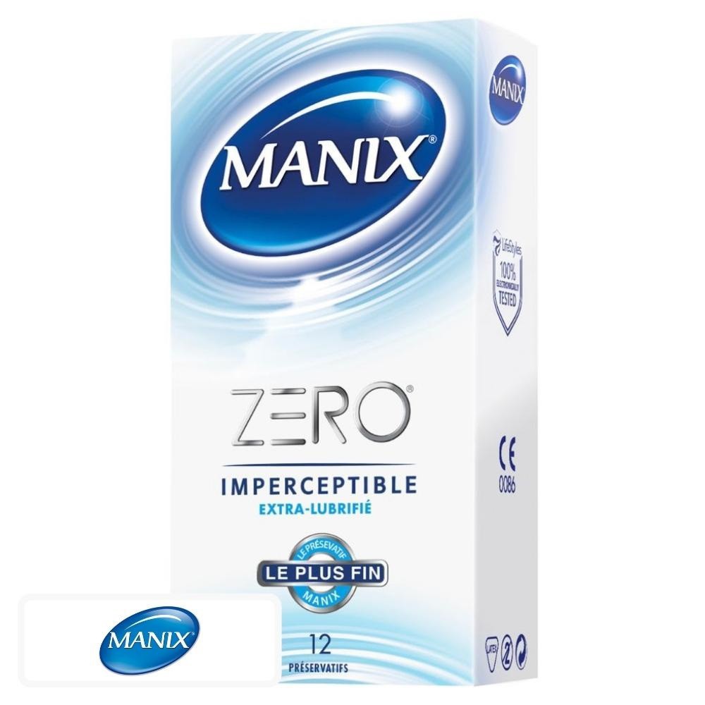 Manix Zero Préservatifs Extra-Lubrifiés Imperceptible le Plus Fin – 12 unités