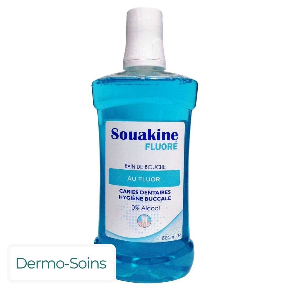 Dermo-Soins Souakine Bain de Bouche Fluoré Caries Dentaires Hygiène Buccale – 500ml