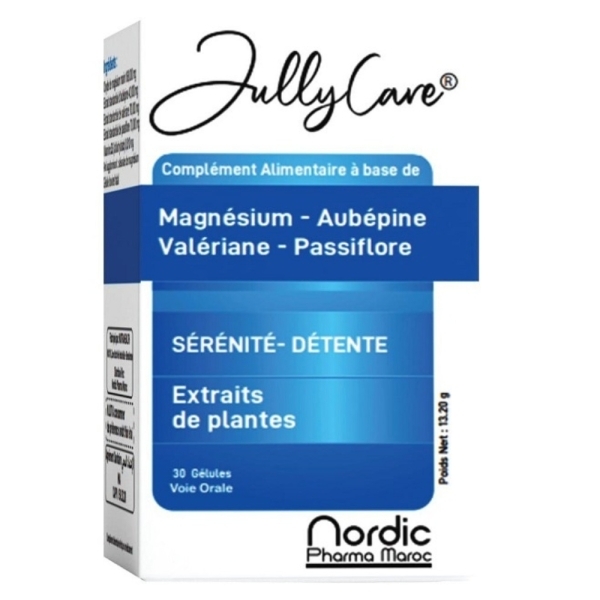 JullyCare Magnésium, Aubépine, Valériane & Passiflore – 30 Gélules