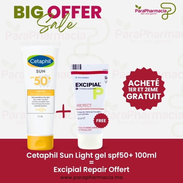 Cetaphil Sun Light gel spf50+ 100ml = Excipial Repair Offert