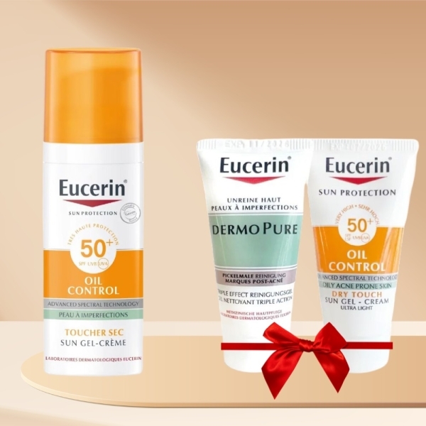 Eucerin Sun Toucher Sec Gel Crème Huile Controle = Dermopure Gel 20ml + Oil Controle 20ml OFFERTS