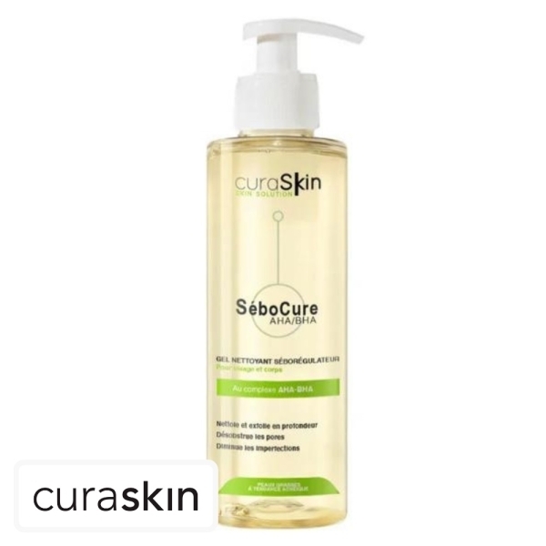 CuraSkin SéboCure AHA BHA Gel Nettoyant Séborégulateur – 200ml