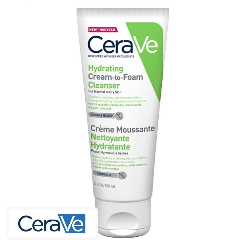 CeraVe Crème Moussante Nettoyante Hydratante Peaux Normales à Sèches – 100ml