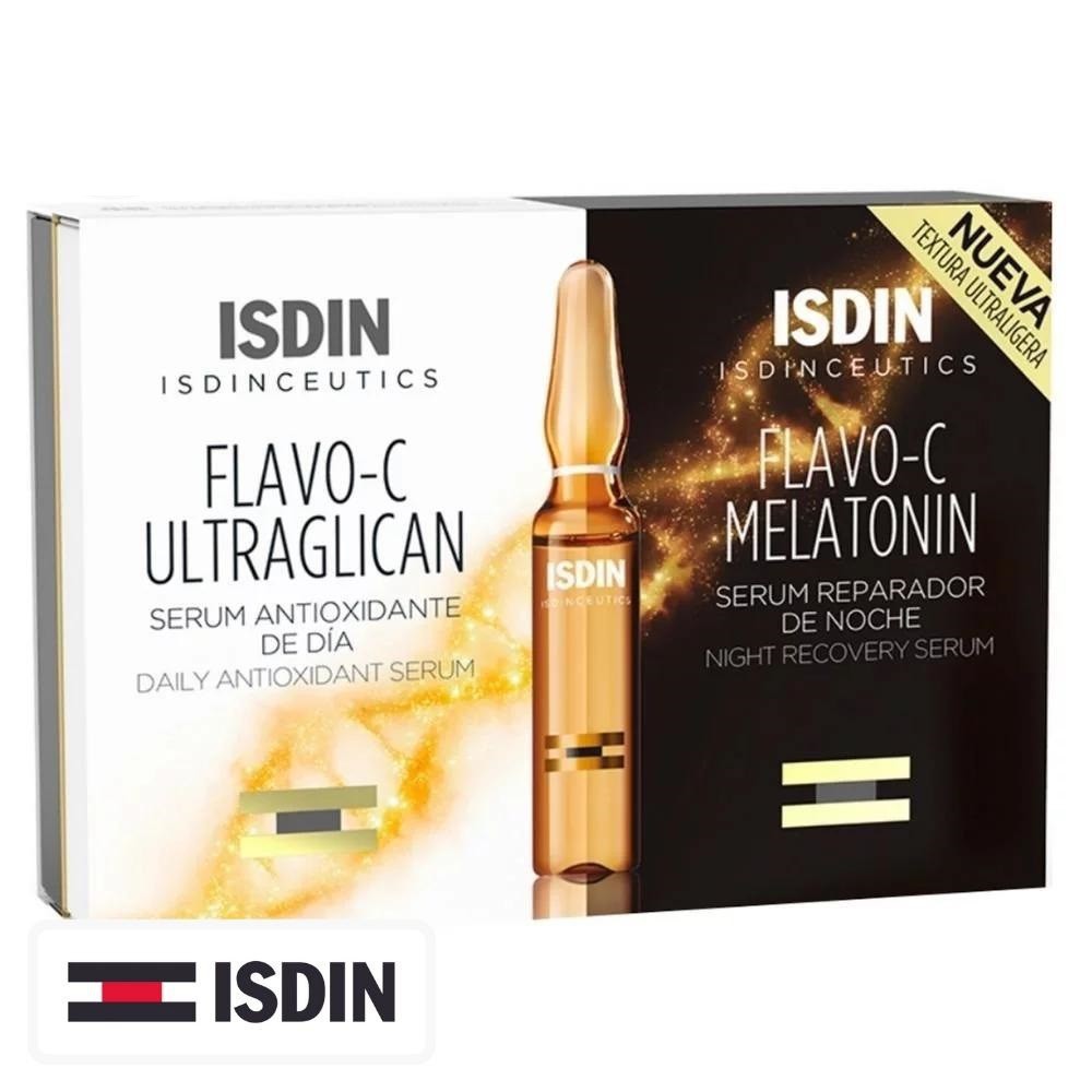 Isdin Isdinceutics Flavo-C Ultraglican & Melatonin Sérum Anti-Âge – 20 Ampoules