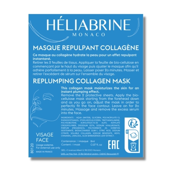 Héliabrine Masque Repulpant au Collagène Tonifiant & Lissant – 8ml